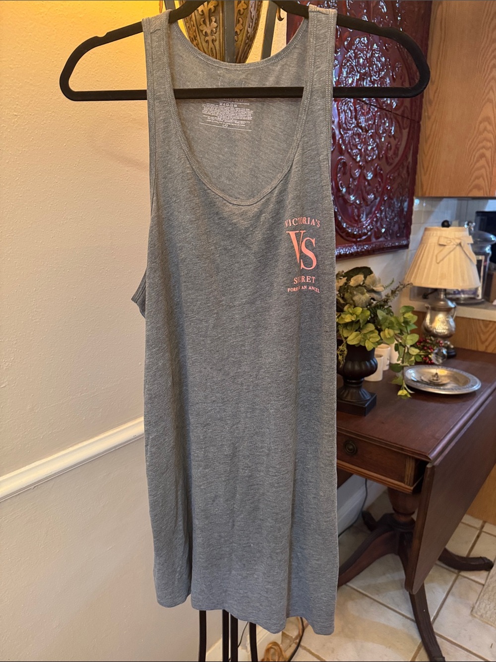Victoria's Secret Heather Gray Scoop Neck Tank Dress with Pink Logo